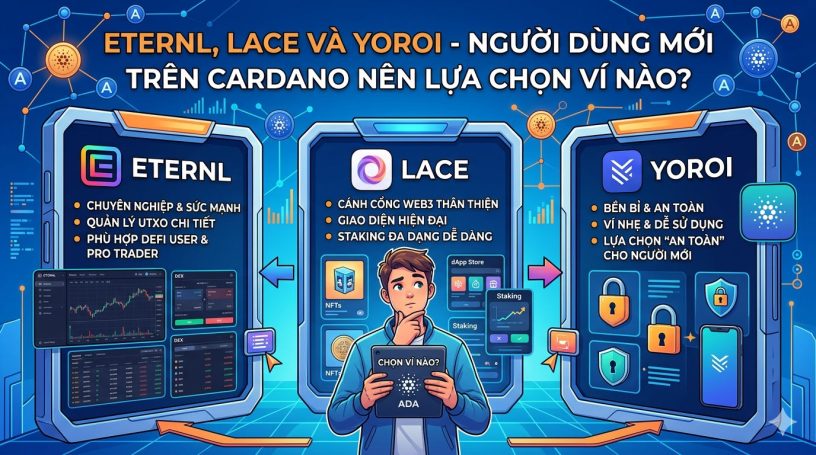 Eternl, Lace và Yoroi - Người dùng mới trên Cardano nên lựa chọn ví nào