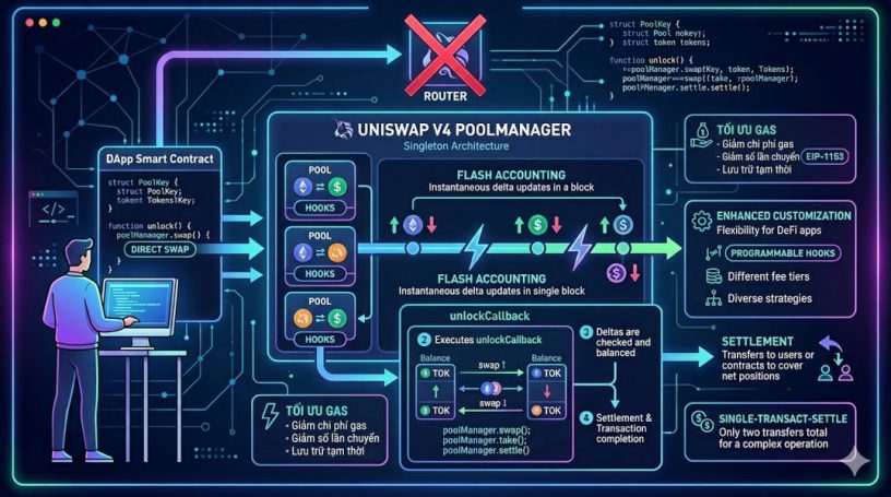 Hướng dẫn viết smart contract thực hiện tính toán và hoán đổi trực tiếp trên pool của Uniswap V4