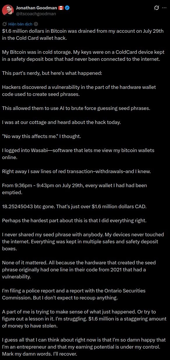 Câu chuyện anh chàng Canada bị mất 18.25 Bitcoin, nhưng anh ta làm đúng những mọi người khuyên